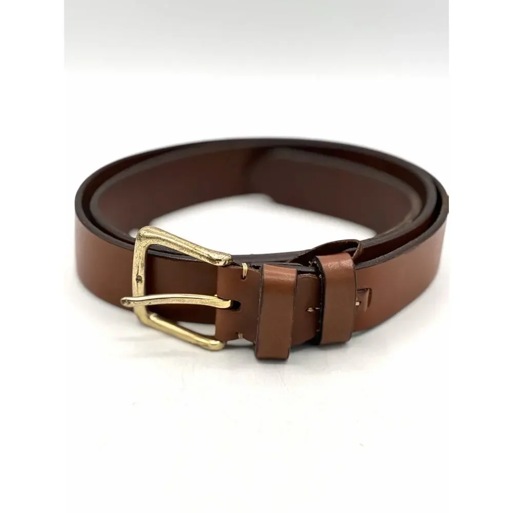 Men's Brown Leather Dress BELT Gold Tone Buckle SIZE 42 Handcrafted in ARGENTINA